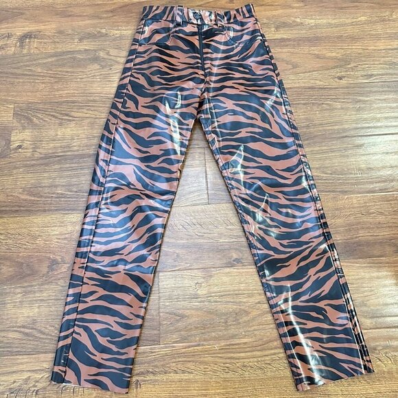 Kwaidan Editions Tiger Print Vinyl straight leg high rise pants 36 - Picture 5 of 9